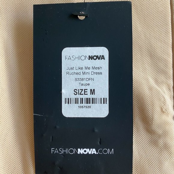 Just Like Me Mesh Ruched Mini Dress - Taupe (NWT) - Picture 3 of 3